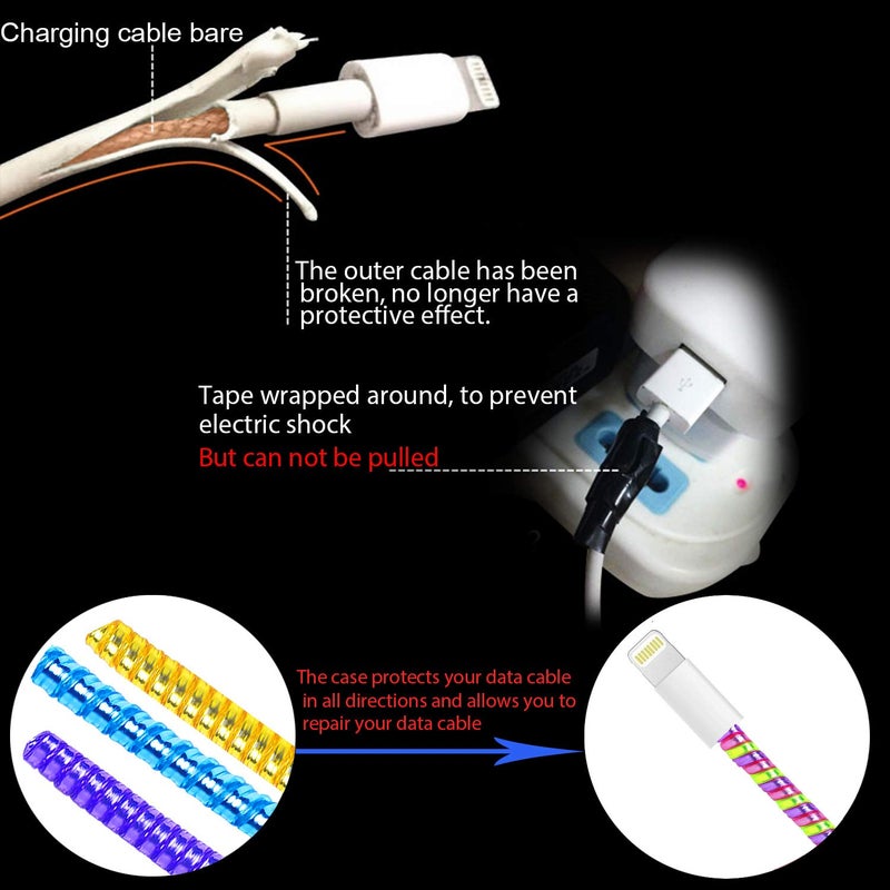 Rancco Cable Protector/Wire Repair/Pets Chew Cable Protector/Headphone Saver, 8 Pc Spiral Cable Strain Relief Cable Wrap Tube Charger Cord Sleeve, USB Date Cable Saver[3.9ft/pc] - Image 2